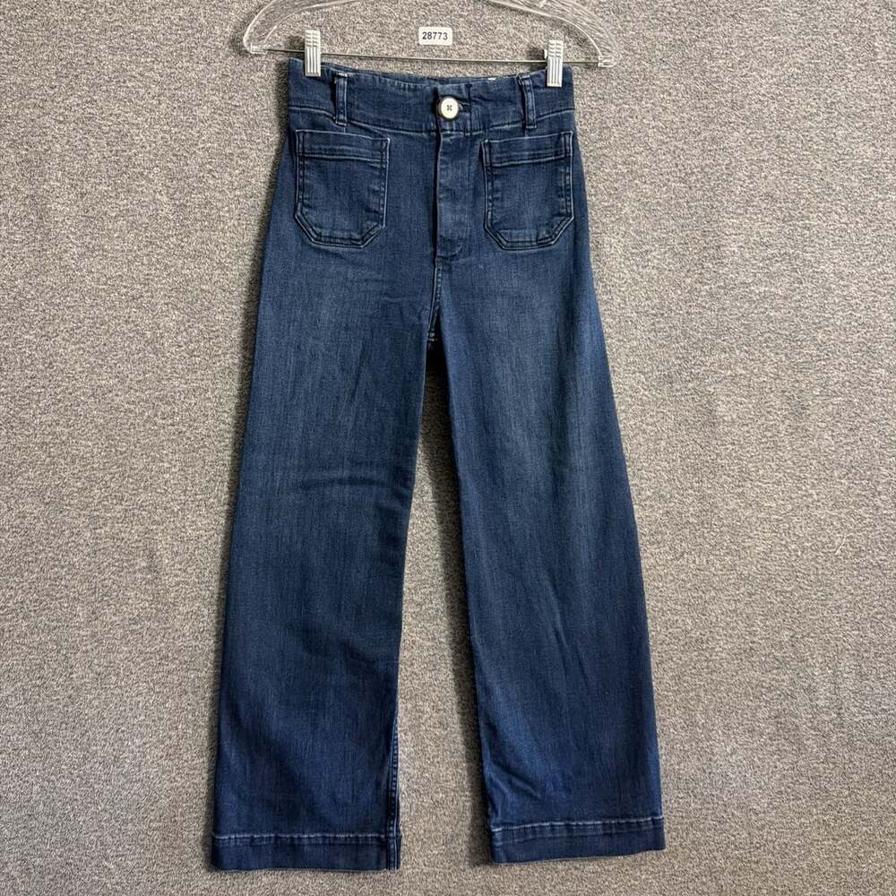 Pilcro Women's Size 25 Blue Stretch Denim Colette Wide Leg Cropped Jeans